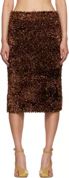 Юбка миди с мишурой Dries Van Noten, коричневый