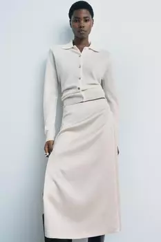 Юбка миди с молнией коллекция zw ZARA, экрю