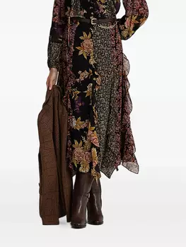 Юбка миди с оборками Lauren Ralph Lauren, черный