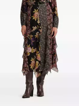 Юбка миди с оборками Lauren Ralph Lauren, черный