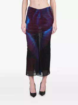 Юбка миди с оборками Mugler, синий