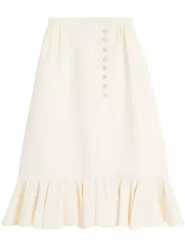 Юбка миди с оборками Valentino Garavani, нейтральный цвет