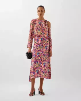 Юбка миди с оборкой Scalpers, мультиколор