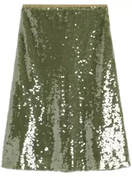 Юбка миди с пайетками AMI Paris, зеленый