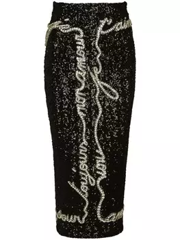 Юбка миди с пайетками Balmain, черный
