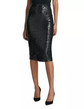 Юбка миди с пайетками черного цвета Commando