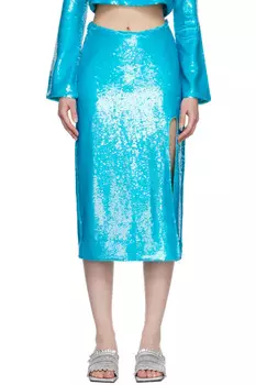 Юбка миди с пайетками Ganni, синий