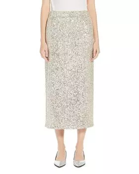 Юбка миди с пайетками Ottelia Weekend Max Mara, серебряный