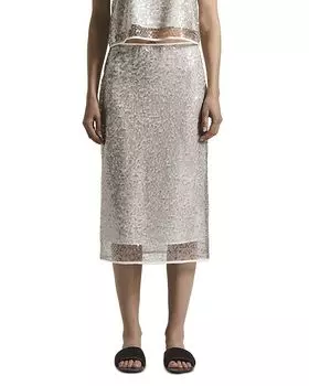 Юбка миди с пайетками Peserico, коричневый/бежевый