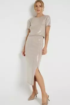 Юбка миди с пайетками River Island, синий