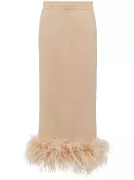 Юбка миди с перьями Prada, нейтральный