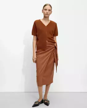 Юбка миди с перекрещенным узлом Parfois, коричневый