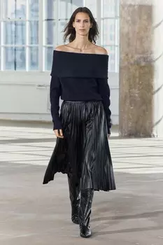 Юбка миди с плиссированной платьей ZARA, черный