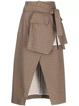 Юбка миди с поясом A.W.A.K.E. Mode, коричневый