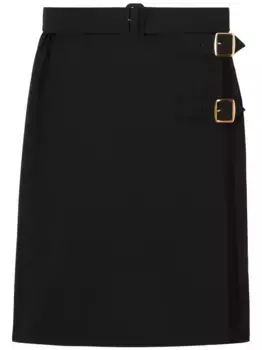 Юбка миди с поясом BURBERRY, черный