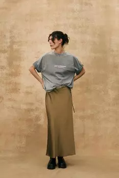 Юбка миди с поясом ZARA, цвет Oil