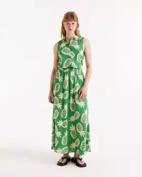 Юбка миди с принтом ананасов Compaa Fantstica, зеленый