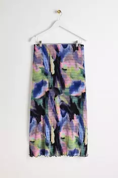 Юбка миди с принтом «бесконечность» и сборками Oliver Bonas, черный