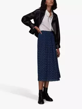 Юбка-миди с принтом Gabriella в клетку Whistles, синий/черный