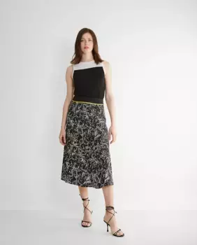 Юбка-миди с принтом и эластичной резинкой на талии Trucco, черный