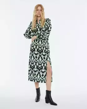 Юбка-миди с принтом и эластичной резинкой на талии Andam, зеленый