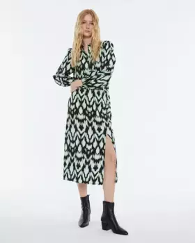 Юбка миди с принтом и эластичной талией Andam, зеленый