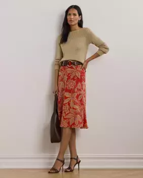 Юбка миди с принтом Lauren Ralph Lauren, красный