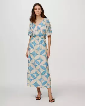 Юбка миди с принтом Object, синий