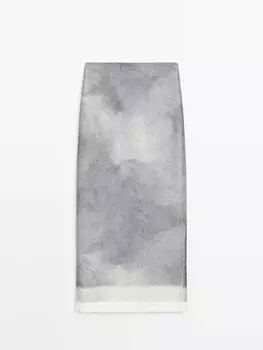 Юбка миди с принтом омбре Massimo Dutti, синий