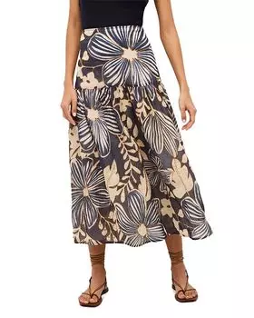 Юбка миди с принтом Owens Marie Oliver, синий