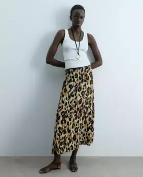 Юбка миди с принтом Sfera, коричневый