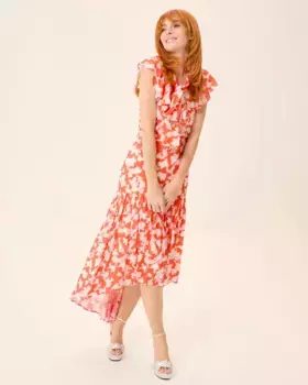 Юбка миди с принтом Zia и оборками Dolores Promesas, мультиколор