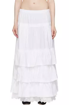 Юбка миди с ярусами и завышенной талией Open Yy, белый