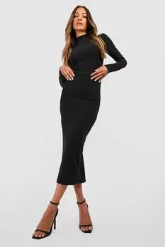 Юбка миди с разделением на спине Boohoo, черный