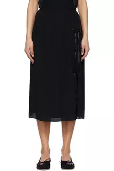 Юбка миди с разрезом и плиссировкой Bow slit column Simone Rocha, черный