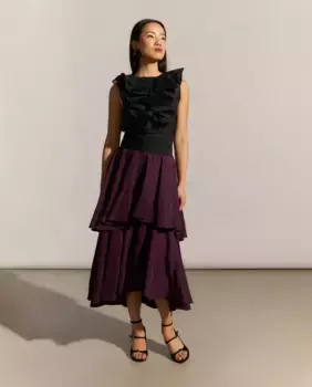 Юбка-миди с рюшами Woman Fiesta El Corte Ingls, бордовый