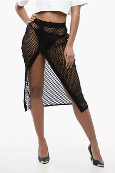 Юбка-миди с сеткой Off-White High-Waisted, черный