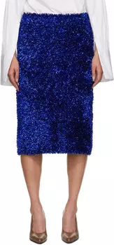 Юбка миди с синей мишурой Dries Van Noten
