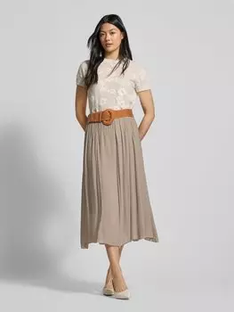 Юбка миди с тканевым поясом Apricot, серо-коричневый