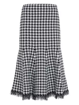 Юбка миди с узором «гусиная лапка» Alexander McQueen, черный