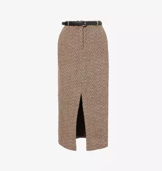 Юбка миди с узором «ёлочка» спереди Self-Portrait, коричневый