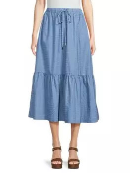 Юбка миди с узором шеврон Phoebe Line & Dot, цвет Denim Blue