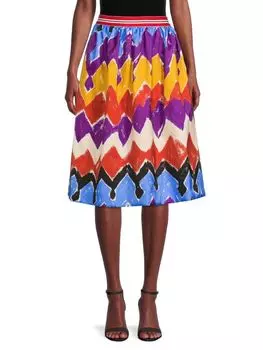 Юбка миди с узором шеврон Stella Jean Blue multi