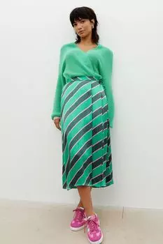 Юбка-Миди с узором в диагональные полосы Oliver Bonas, зеленый