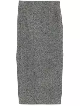 Юбка миди с узором в елочку ETRO, белый