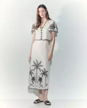 ЮБКА МИДИ С ВЫСЕЧНЫМ ВЫРЕЗОМ Tintoretto, кремово-белый