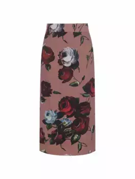 Юбка миди с винтажным принтом роз Dolce&Gabbana, мультиколор