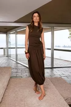 Юбка миди с воздушным шаром ZARA, цвет Chocolate