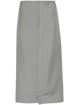 Юбка миди с вышитым логотипом FENDI, серый