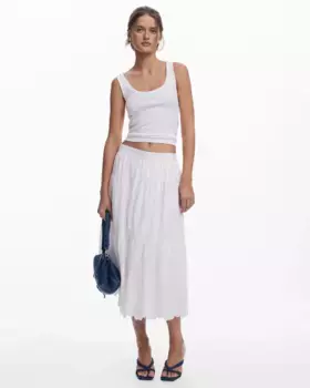 Юбка миди с вышивкой Desigual, белый